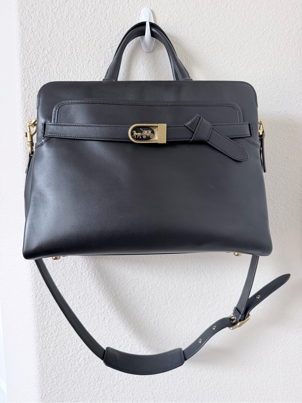 Coach Tate 38 - Black with Brass hardware(Fits 14inch MacBook Pro) Like new